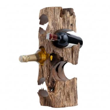 Imagem de MIDUSO Grande rack de vinho de madeira rústica – rack de garrafa de vinho exclusivo feito de madeira natural – rack de vinho independente para piso ou bancada – rack de vinho decorativo bancada para