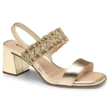 Imagem de Sandália Mississipi Salto Bloco J0511 Feminino Dourado-Feminino