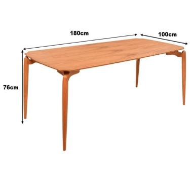 Imagem de Mesa Jantar Malibu Madeira Maciça Amendoa Tampo Lâminado 180x100 Detalhe Pe Moderna