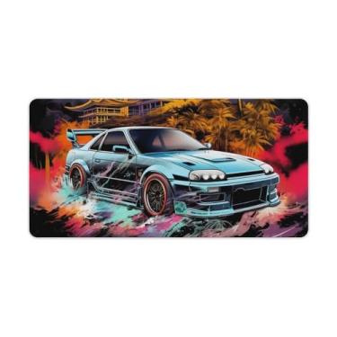 Imagem de Art JDM Car R32 Tapete de mesa de mesa de palmeira tapete de mouse antiderrapante grande material de escritório tapete de mesa de borracha impermeável para escritório, jogos, casa, 30 x 60 cm