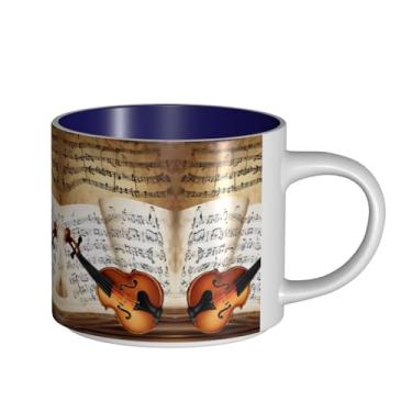 Imagem de ZERAOKE Borboleta e violoncelo - Caneca de cerâmica grande para café, grande capacidade para escritório e casa, lavável na lava-louças, design com alça em C.