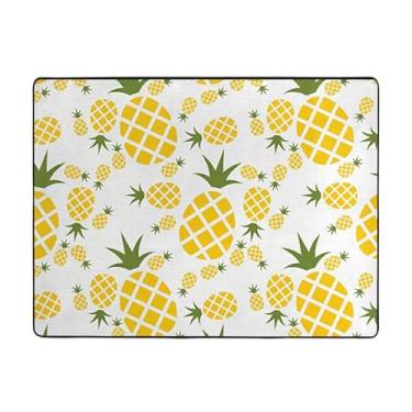 Imagem de ZERAOKE Tapete de área de abacaxi 48 x 63 polegadas, lavável na máquina com suporte antiderrapante, tapetes macios para sala de estar, quarto, entrada, quarto de crianças, decoração de casa