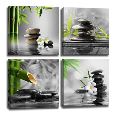 Imagem de Yxbhhym Arte de parede de banheiro preto e branco decoração de parede arte zen buda impressões em tela verde pôsteres imagem spa para quarto decoração de sala de estar pinturas modernas decorações de