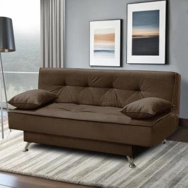 Imagem de sofá cama 1,80m Flor Suede Marrom Adonai Estofados