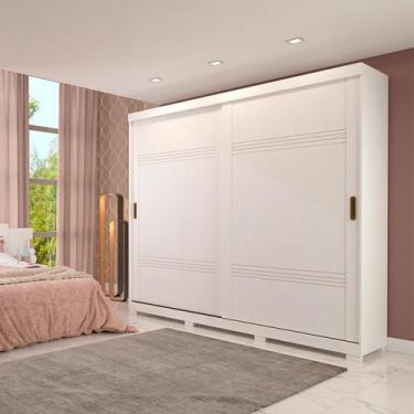 Imagem de Guarda Roupa Casal em MDF 2 Portas de Correr 4 Gavetas Internas e Pés 