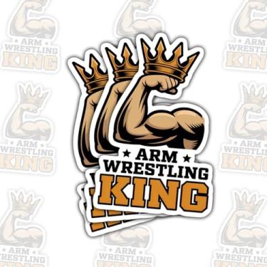 Imagem de 3 adesivos Arm Wrestling King, decalque de vinil engraçado com citação campeã de força para laptop, notebook, garrafa hidráulica, garrafa de água, para-choque de carro, presente para atletas