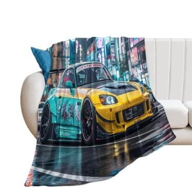 Imagem de HouLaiZhe Cobertor super macio flanela modificada carro esportivo JDM S2000 cobertores leves refrescantes para sofá-cama cadeira sofá carro viagem ao ar livre leve quente 101,6 cm x 152,4 cm