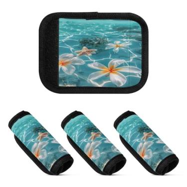 Imagem de Qilmy Pacote com 2 identificadores de bagagem de praia com flor de ovo e alça confortável para carrinho de bebê, mala de viagem, acessórios de viagem 1928