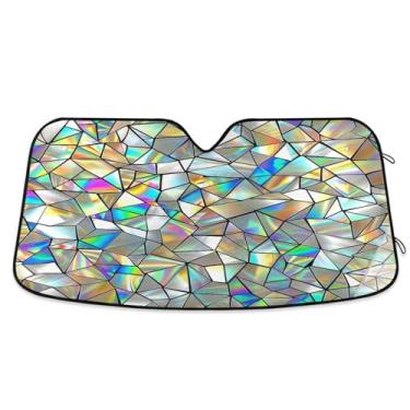Imagem de Qilmy Lindo protetor solar de para-brisa de carro prisma colorido, protetor de viseira dobrável mantém o guarda-sol fresco bloqueia raios UV e acessórios para proteger carros, SUVs, caminhões-M35