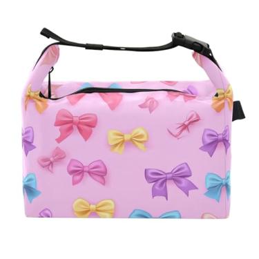 Imagem de STAYTOP Linda lancheira com laço de fita com fivela, lancheira isolada para meninos e meninas, lancheira térmica para trabalho escolar