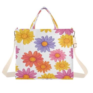 Imagem de Burbuja Sacola floral feminina, bolsa tiracolo de veludo cotelê, bolsa transversal para compras, trabalho, viagem, P, B386, Small