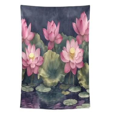 Imagem de STAYTOP Tapeçaria linda aquarela flores de lótus tapeçaria para decoração de casa decoração de dormitório sala de estar quarto tapete de parede (60×40in)