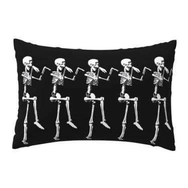 Imagem de Capa de travesseiro de Halloween Posable com estampa de caveira de esqueleto para sala de estar primavera fazenda capa de travesseiro para decoração de férias em casa