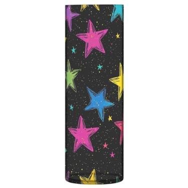 Imagem de CEBUGI Vaso cilíndrico de estrelas coloridas 10 x 30 cm, vaso cilíndrico para flores, vaso transparente inquebrável para decoração de casa de festa de casamento