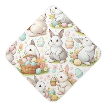 Imagem de Burbuja Toalha de banho para bebê coelhinho da Páscoa - Toalha com capuz de musselina macia e absorvente para recém-nascidos e bebês, 89 x 89 cm