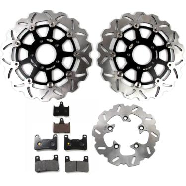 Imagem de Arashi Rotores de disco de freio dianteiro traseiro com pastilhas para Suzuki GSXR 600 750 2004-2005, GSXR 1000 2003-2004, acessórios de substituição de motocicleta preto