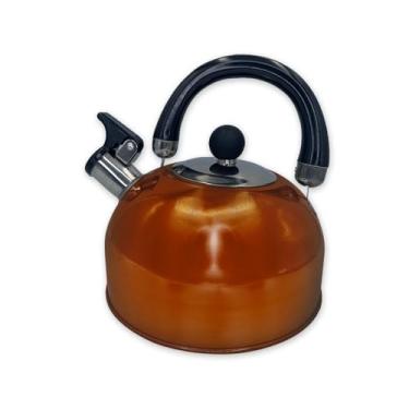 Imagem de Chaleira com Apito em Aço Inox, 2 Litros, Cobre Metalizado, Punho Resistente ao Calor