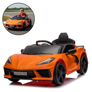 Imagem de Mini Carro Elétrico 12V Corvette Stingray C8 Controle Remoto Infantil Laranja Importway Bw431lr