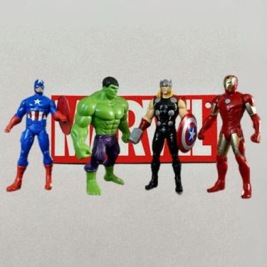 Imagem de Kit Vingadores 4 Bonecos 22cm  Super Heróis Articulados  Brinquedo Inf