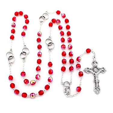 Imagem de Terço de casamento com contas de cristal, Vermelho, 7(mm)