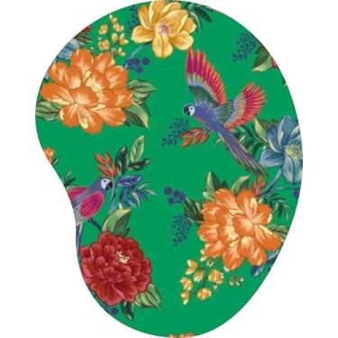 Imagem de Mouse Pad Ergonômico Gota Arte Araras Flor Grande Verde