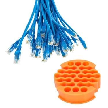Imagem de Zopsc Organizador de Cabos de Rede, Ferramenta de Gerenciamento de Cabos de 30 Furos Com Bordas Brilhantes para Fios Blindados CAT 5 CAT 5E CAT 6 (Laranja)