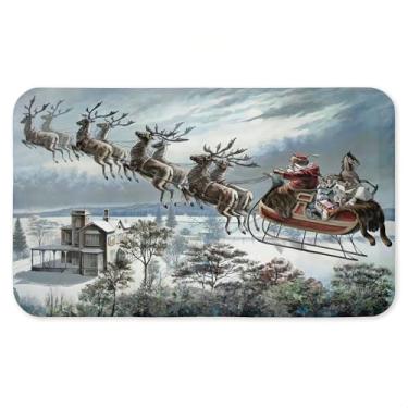 Imagem de Tapete antifadiga antifadiga de trenó de Papai Noel, tapete ergonômico acolchoado para cozinha e pé com suporte antiderrapante, tapete confortável ecológico, design por Arlington Prints, 76 cm x 45 cm