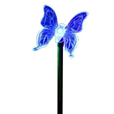 Imagem de Luz de Poste Solar LED para Jardim com Figuras Borboleta e Libélula Cores Múltiplas Mudanças Iluminação Paisagem Decorar