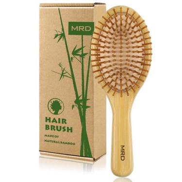 Imagem de Escova de cabelo MRD Natural Bamboo Paddle Detangling para mulheres e 