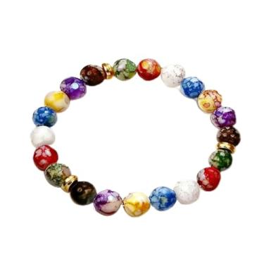 Imagem de Pulseiras elásticas com contas para mulheres e homens, pulseira de resina de 7 chacras com pedras coloridas poderosas, joias de cristal de cura, One Size, Pedra, Sem Pedra Preciosa