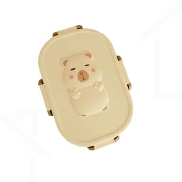 Imagem de Pote Para Lanche Marmita Lancheira De Capivara Infantil Escolar Com Divisória E Colher 1000ml (Modelo 2)