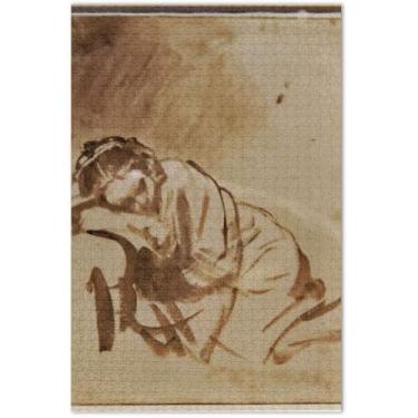 Imagem de Rembrandt Quebra-cabeça com estampas femininas para adultos, 1000 peças, presentes engraçados, quebra-cabeças para família, pintura de animais, 75 x 40 cm