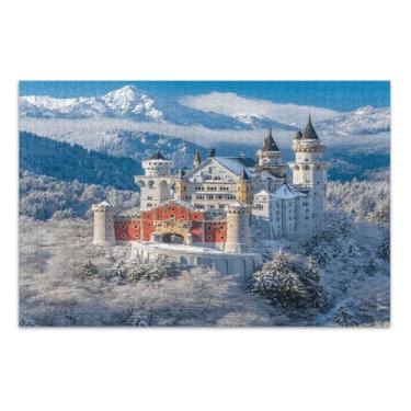 Imagem de Quebra-cabeças elegantes de castelo de inverno na neve para adultos 1000 peças, quebra-cabeças adultos com letras nas costas