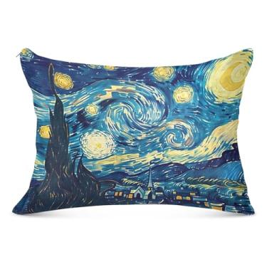 Imagem de Capa de almofada Starry Night Village King Size 50 x 101 cm respirável com zíper, capa de travesseiro corporal para outono e inverno