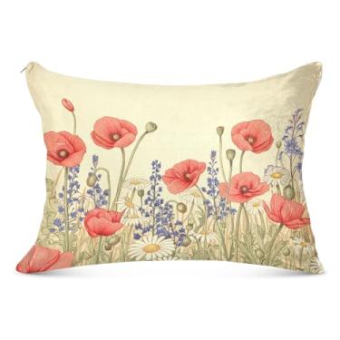 Imagem de Capa de almofada de flanela grande com flor amarela vintage floral branca grande decorativa padrão king queen size fronha de almofada básica, tamanho corporal, 53 cm x 137 cm