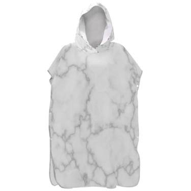 Imagem de Joisal Roupão minimalista de mármore branco cinza para adultos, poncho de surfe, ponchos de adultos vestíveis para mulheres, toalha de praia com capuz floral