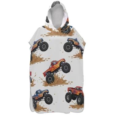 Imagem de Joisal Roupão para adultos, poncho de surfe, praia, capuz, toalha, floral, reutilizável, caminhão, branco, ponchos adultos para mulheres