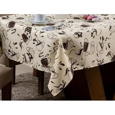 Imagem de Toalha de Mesa Retangular 4 Cadeiras Oxford Estampada – Decoração de Cozinha e Sala (Café)