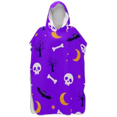 Imagem de Joisal Poncho de surfe para adultos trocador de roupas de banho de praia com capuz ponchos femininos leves com capuz assustador Halloween roxo