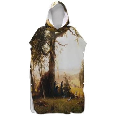 Imagem de Joisal Quadro clássico cenário surfe poncho mudando roupão para adultos toalha de banho com capuz leve ponchos adultos para mulheres