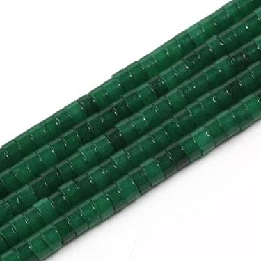 Imagem de NITOPUPU 150 peças 4 × 2 mm contas de pedra espaçadora de ágata verde natural para suprimentos de fabricação de joias, contas de tubo de pedras preciosas redondas semi planas soltas para pulseiras