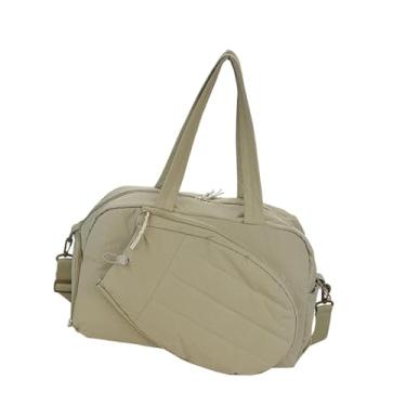 Imagem de YIJU Bolsa de tênis tipo sacola com compartimento para sapatos, bolsa de ombro leve e de grande capacidade para badminton, ideal para exercícios, Cáqui