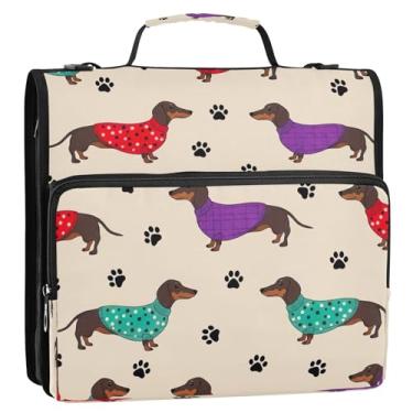 Imagem de Bolsa para fichário de pata preta para escola, organizador de 3 anéis com zíper de 3 anéis, grande portfólio de documentos com alça de ombro, bolsa impermeável para pasta de arquivos de estudante