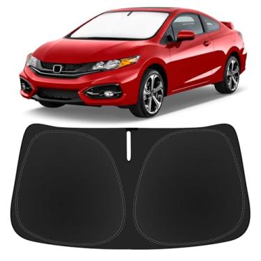 Imagem de Protetor solar para para-brisas para Honda Civic 2012-2014 2015 Protetor de janela dobrável para viseira de sol compatível com Civic Sedan, Coupe, Hatchback, LX, EX, EX-L, esportes, acessórios de