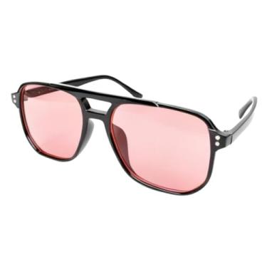 Imagem de Óculos de Sol Retrô Grande Armação Quadrada Unisex Proteção UV Moda Verão Masculino Feminino (ROSA)