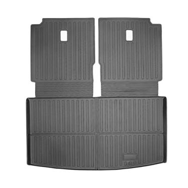 Imagem de Yakitoko Tapete de forro de porta-malas de carro 3D TPE para Volkswagen Atlas 2018-2026 6/7 assento com tapete de encosto, ajuste personalizado, proteção de piso à prova d'água para todos os climas