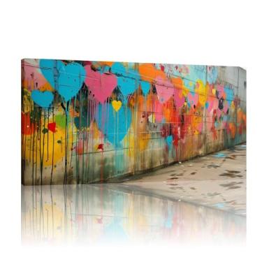 Imagem de Arte de grafite colorido, impressões de parede Banksy, tela de parede Banksy, pinturas de Banksy para parede, impressões em tela extragrande - (25 x 50 cm) sem moldura 10 x 20 polegadas