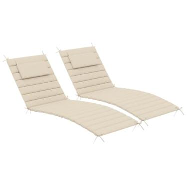 Imagem de Sundale Outdoor Conjunto de 2 almofadas acolchoadas Olefin, espreguiçadeira dobrável para pátio, resistente à água, com alças bege, 203 x 66 cm