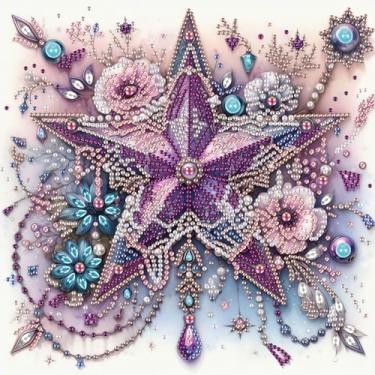 Imagem de Kits de pintura de diamante para adultos pentagrama, kits de arte de diamante de formato especial 5D para iniciantes, pintura de strass de cristal para decoração de parede de casa, 30 x 30 cm