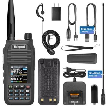 Imagem de Talkpod Rádio Portátil A36Se Gmrs De Longo Alcance, Walkie Talkie Multibanda Com Antena De Aviação 771 E Antena 805, Bateria Recarregável Tipo C, Recepção Am/Fm, Noaa, Rádio Bidirecional Com Fone De